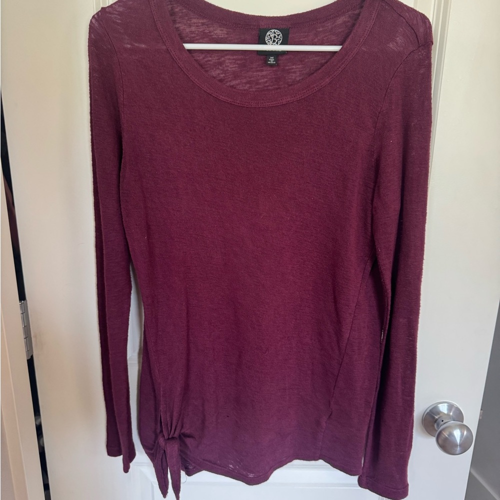 Bobeau Red Long Sleeve Tie Front Blouse